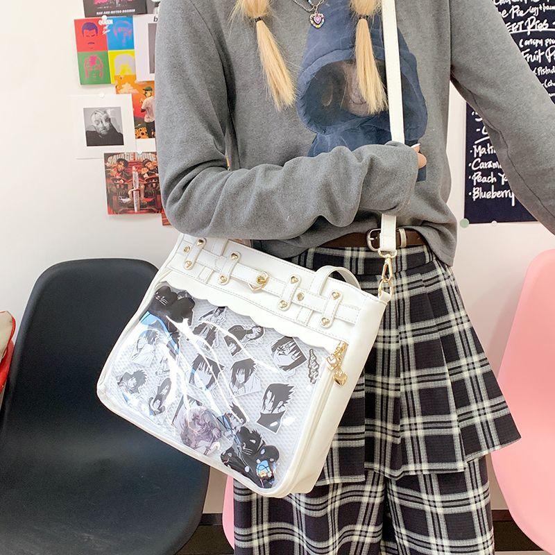 Y2K Itabag Subculture Punk Goth Pu Large Capacity Girls JK Crossbody Shoulder Bag