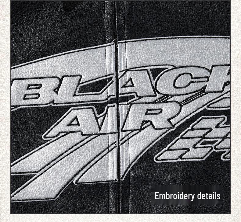 BLACKAIR Unisex Retro Street Cleanfit Lychee PU Leather Jacket