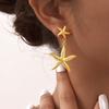 Starfish Drop Dangle Earring for Women, Gold Plated Stainless Steel Beach Sea Earrings, Waterproof Summer Ocean Jewelry