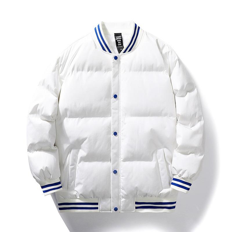 New Autumn and Winter Baseball Jersey Couple Cotton-padded Jacket Men s Thermal Cotton-padded Jacket N Trendy Jacket Men s Down Cotton-padded Jacket S белый