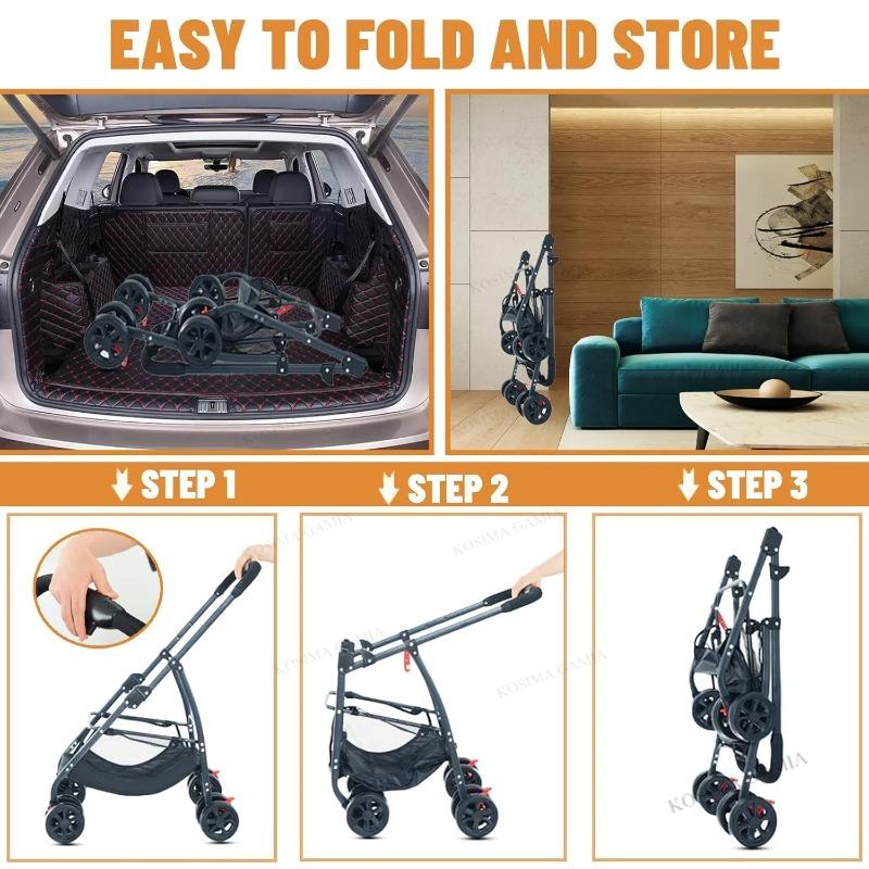 3-in-1 Pet Dog Stroller, Dog Wagon with Removable Carrier, Cat Stroller for Medium Dogs Up To 55lbs, Easy Foldable Pet Stroller