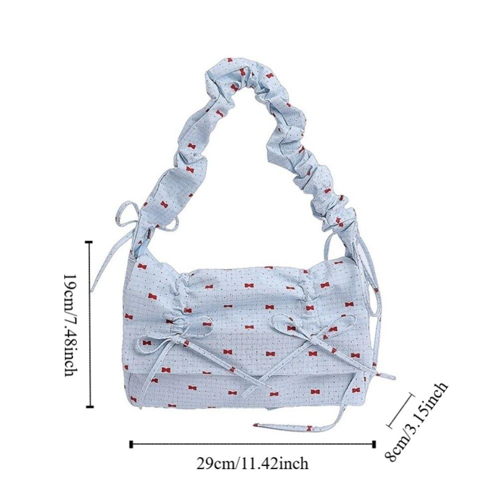 Leisure Bow Ribbons Bag Korean Women's Underarm Bag Fashion Pleated Shoulder Bag  Summer
