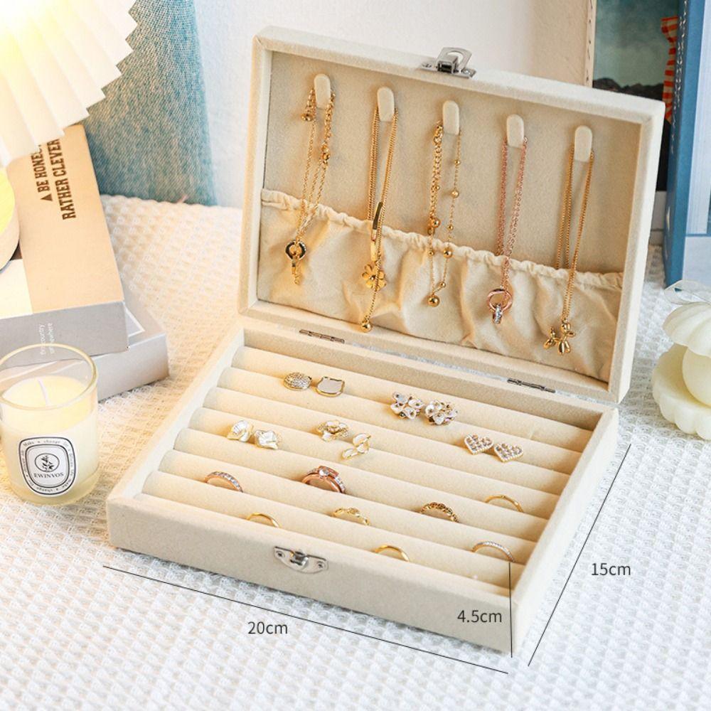 Flip Lid Travel Jewelry Case Large Capacity Portable Earring Organizer  Women