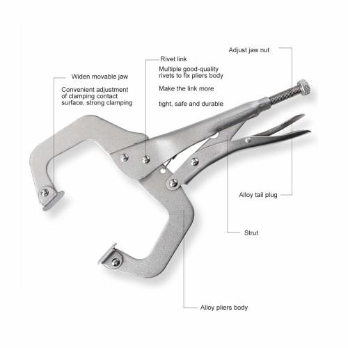 Locking Pliers, 18-inch C-Clamp Locking Pliers, for Carpentry, Woodworking, Welding, Fixing, Rust Prevention