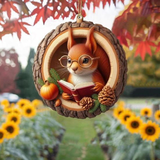 Animal Christmas Ornament 2D Flat Forest Animal Xmas Tree Ornament Acrylic Hanging Woodland Pendant for Garden Tree Home Decor