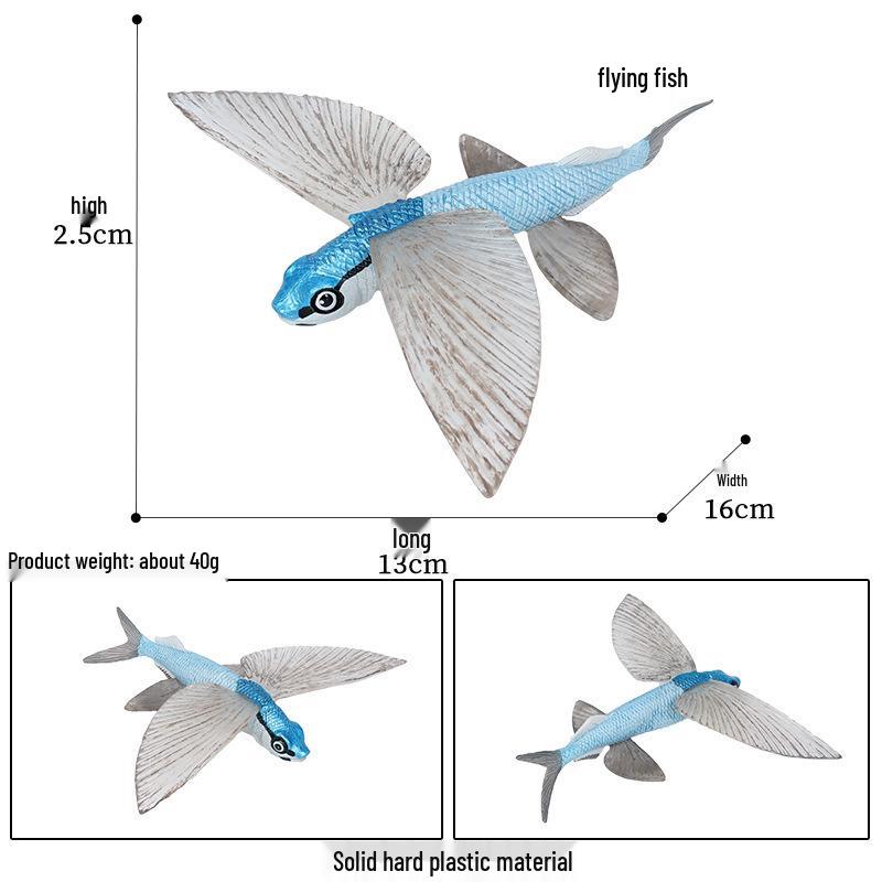 Marine Animal Simulation Model Figures: Shark, Dolphin, Hammerhead, Crab, Squid, Starfish for Kids' Education