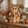Décor d'Halloween Fantôme Patchwork, Ornement Amusant et Effrayant pour Table d'Intérieur et d'Extérieur, Fête et Maison