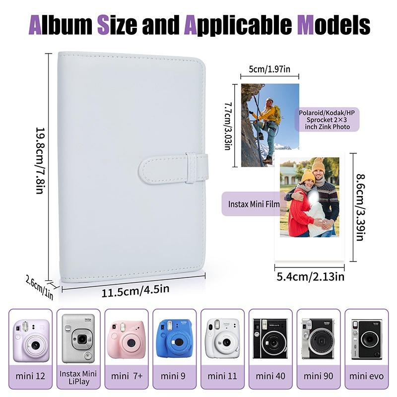108 Fächer 3 Zoll Mini-Fotoalbum PU-Leder Filmkamera Bilderbuch Stempelkarte Aufbewahrungstasche Sammleralbum