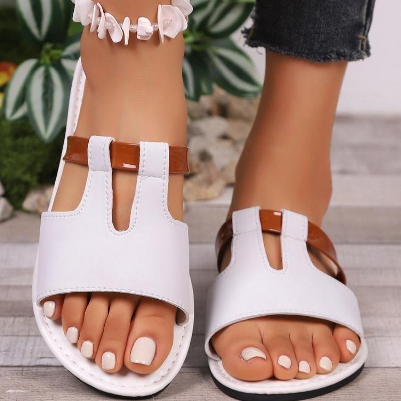 2026 Summer Hot Sale Women's Open Toe Slippers Bordered Mixed Colors Flat with Sandals Plus Size Outdoor Daily Beach Slippers