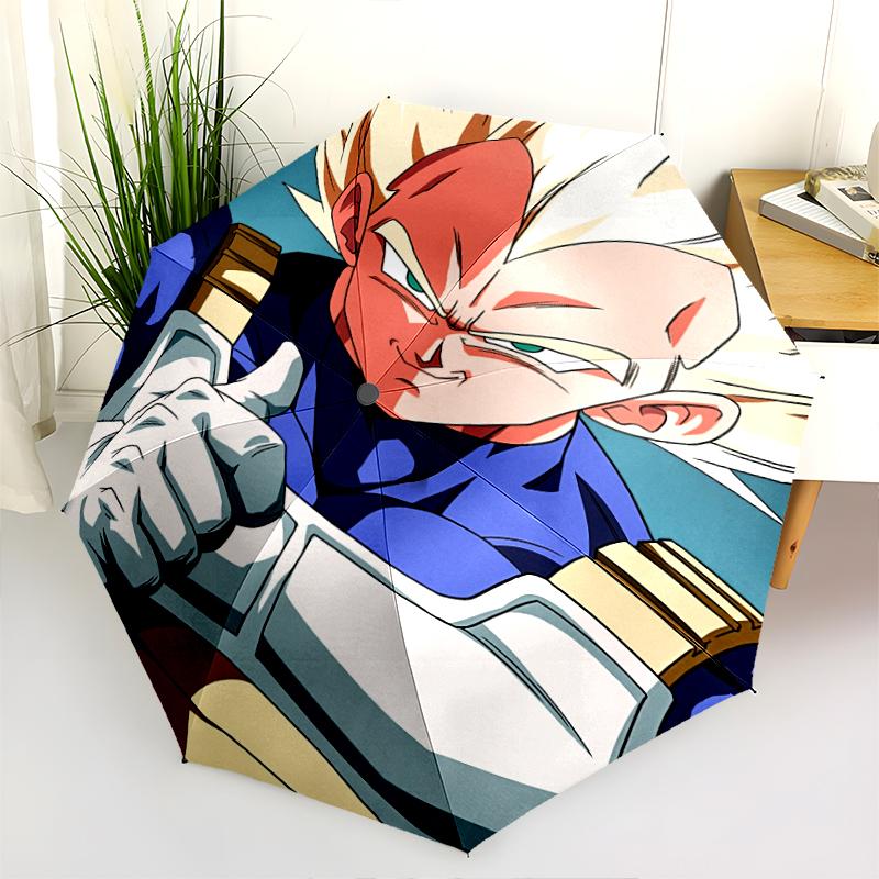 Vegeta Dragon Ball pattern, automatic folding umbrella, portable and foldable design, 8 ribs, a Christmas or birthday gift.