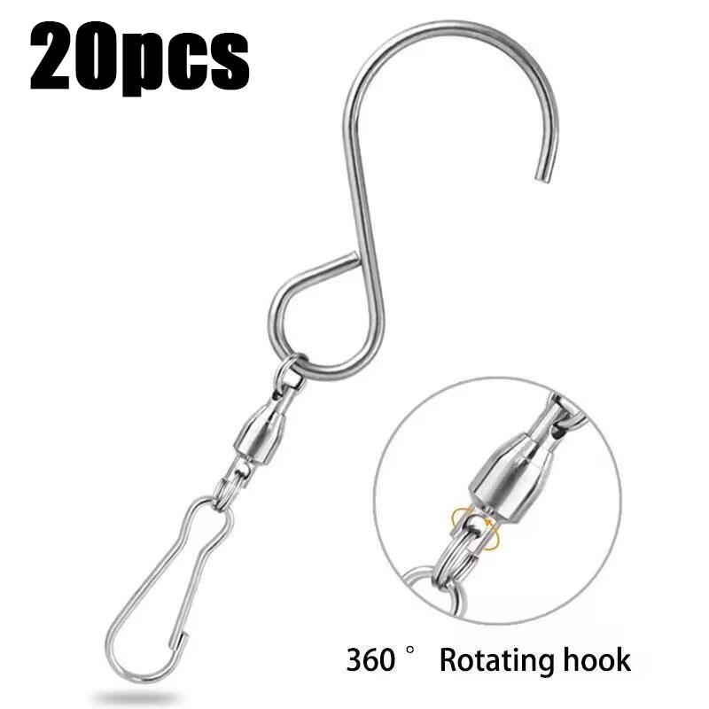 20/1Pcs Swivel Hooks Clips for Hanging Wind Spinners Wind Chimes Crystal Twisters Party Tools Kitchen Bedroom Rotating S Hooks