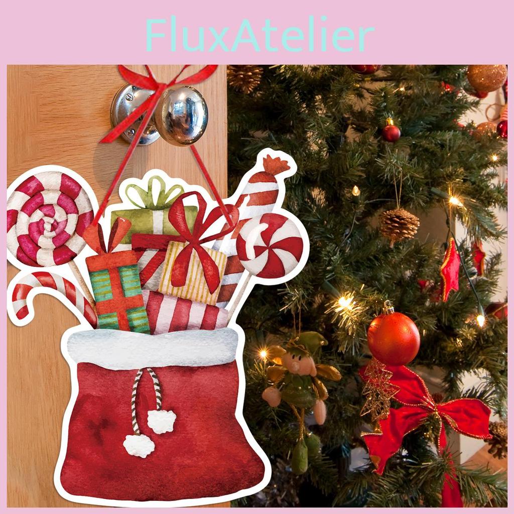 Christmas Celebration Paper Door Hangings With Wreaths For Party Scene Enhancement