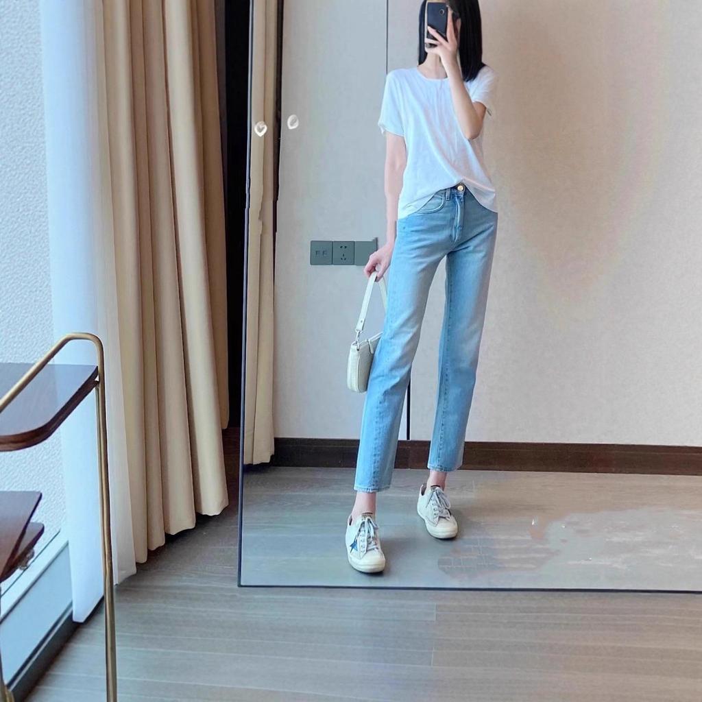 Nordic Niche TOT Original Classic Mid-High Waist Straight-Leg Twisted Seam Washed Jeans