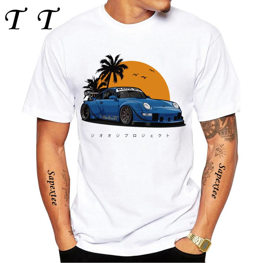 New Summer Men Short Sleeve RWB 997 Manga Style It All Starts With A Dream Car Classic T-Shirt Hip Hop Boy White Casual Tees