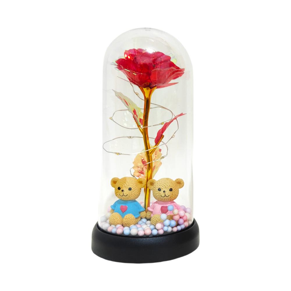 Valentine's Day Light-Up Preserved Rose Night Light with Acrylic Cover - Perfect Birthday Gift for Girls