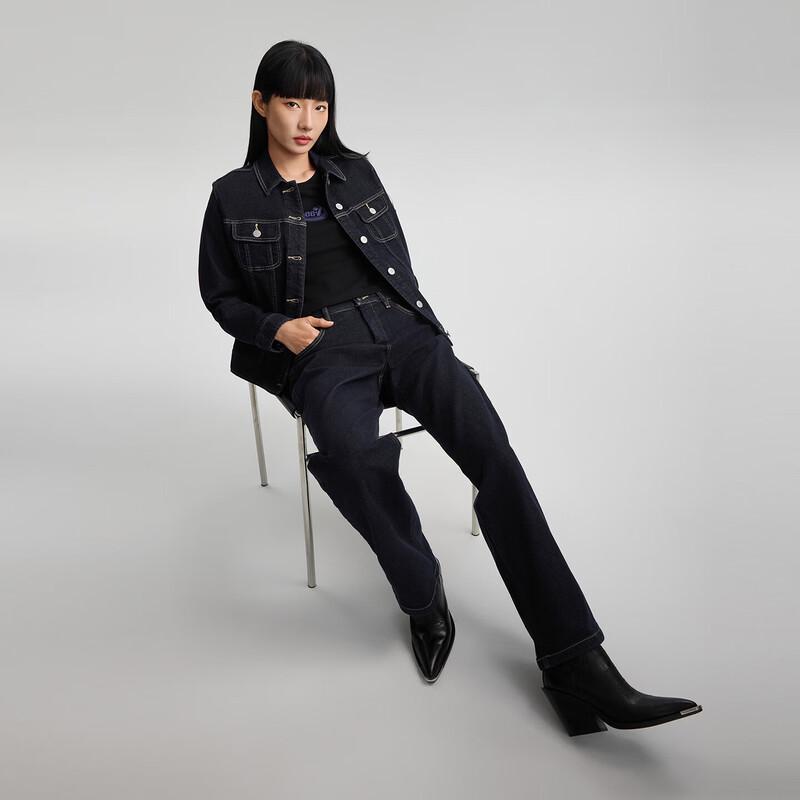 Lee Women's Winter Dark Blue Straight Leg Brushed Warm Jeans