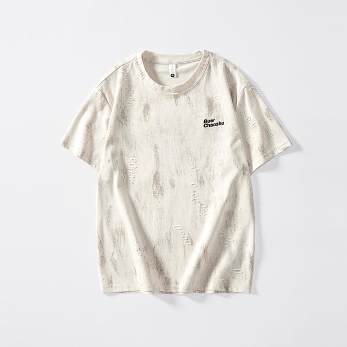 New Summer Retro Short-sleeved T-shirt Men's Casual Heavy Loose Large-size Top