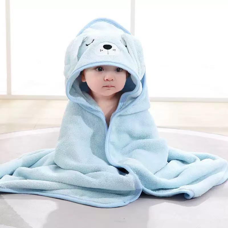 Children's Quick-Drying Coral Fleece Hooded Bathrobe Cloak Towel