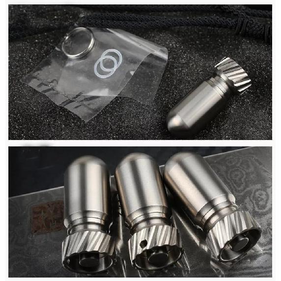 EDC TA2 Pure Titanium Waterproof Tank Pill Box, EDC Survival Seal Container, Necklace Keychain