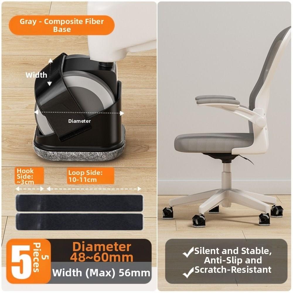 5 Stück Riemen-Design Stuhlrollen-Schutz Nichtgewebtes Material Anti-Rutsch Filzboden Möbelpolster Leise Geräuschreduzierung