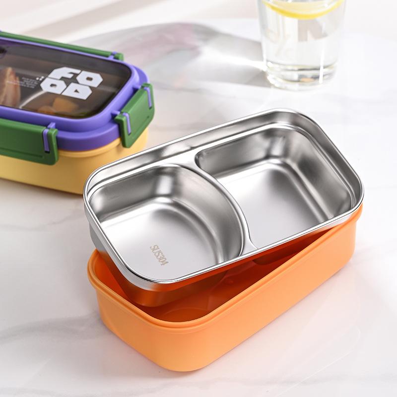 JUSTINLAU Lunch Box for Kids Girl Stainless Steel Bento Box Portable 2 Grid Sandwich Snack Food Box Special Canteen Food Storage