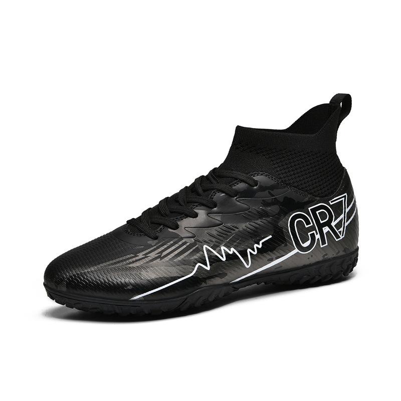 High-top Football Shoes Artificial Turf Leather Feet Male and Female Adolescent Students Training Sports Shoes Shoes Wholesale