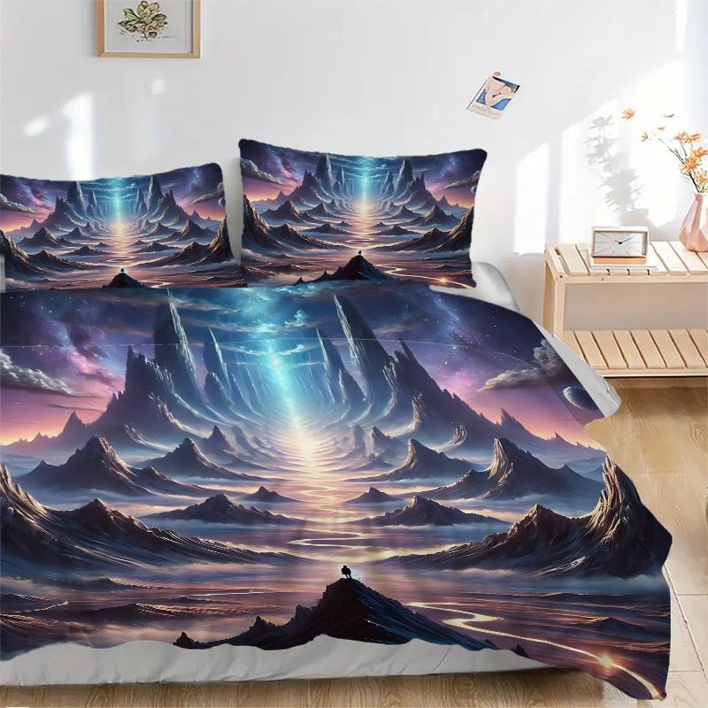 3pcs bedding set Mystical Landscape Includes 1 Comforter + 2 Pillowcases, Without Pillow Inserts, Soft Comfortable, Lightweight Breathable113