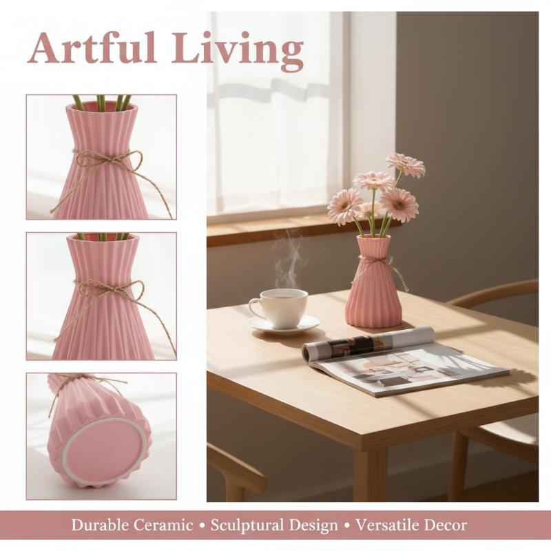 Creative Origami Vase European Pleated Vase Plastic Waist Folding Flower Vase Folding Paper Style Dry Flower Bottle Modern