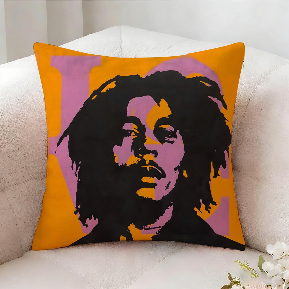 Bob M-Marley Singer Pillow Case Pillowcase, Double-sided Printed, Sofa Cushion, Bedroom Headboard Pillow