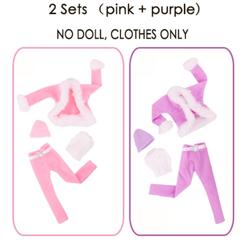 2 Sets/Pack Winter Skiing Outfits for 11.5in/30cm Dolls Accessories for Skiing Games Doll Clothes with Hat Scarf Casual Style