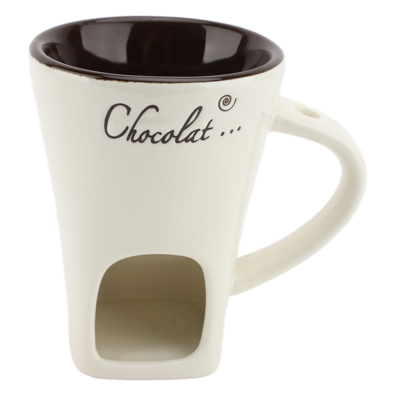 

Chocolate Melting Fondue Mug Ceramic Butter Warmer Pot Chocolate Melting Supplies with Fork for Kitchen