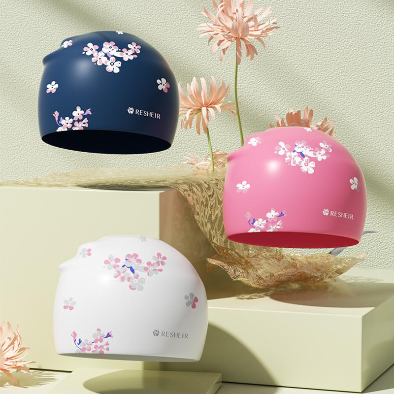 Waterproof Swimming Cap For Women Silicone High Elastic Comfortable Swim Cap Printed Fashion Pool Cap