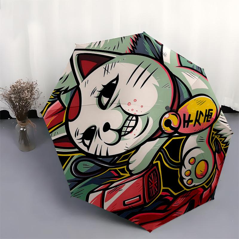 1pc Automatic Opening Closing Umbrella with 3-Fold Design, 8-Bone Iron Frame Outdoor for Fans, Travelers, Daily Use, Festive Gift.C082
