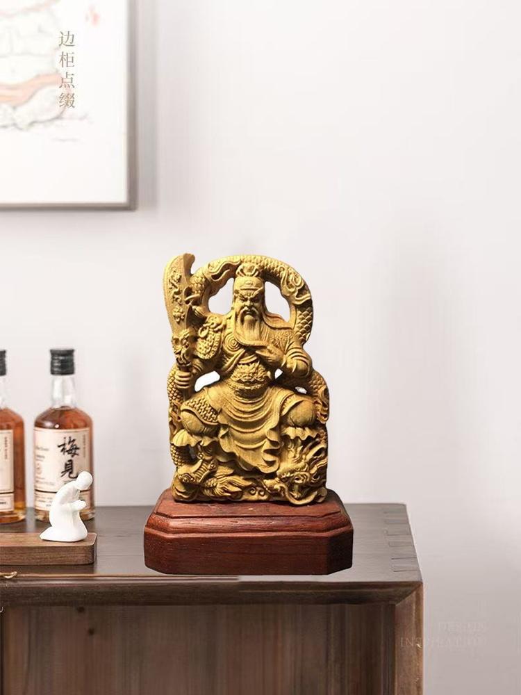 Holzschnitzerei Lord Guan Figur DekorationDer Gott des Reichtums in China Zuhause Zimmer Büro Reichtum Glück Feng Shui Charakterfiguren