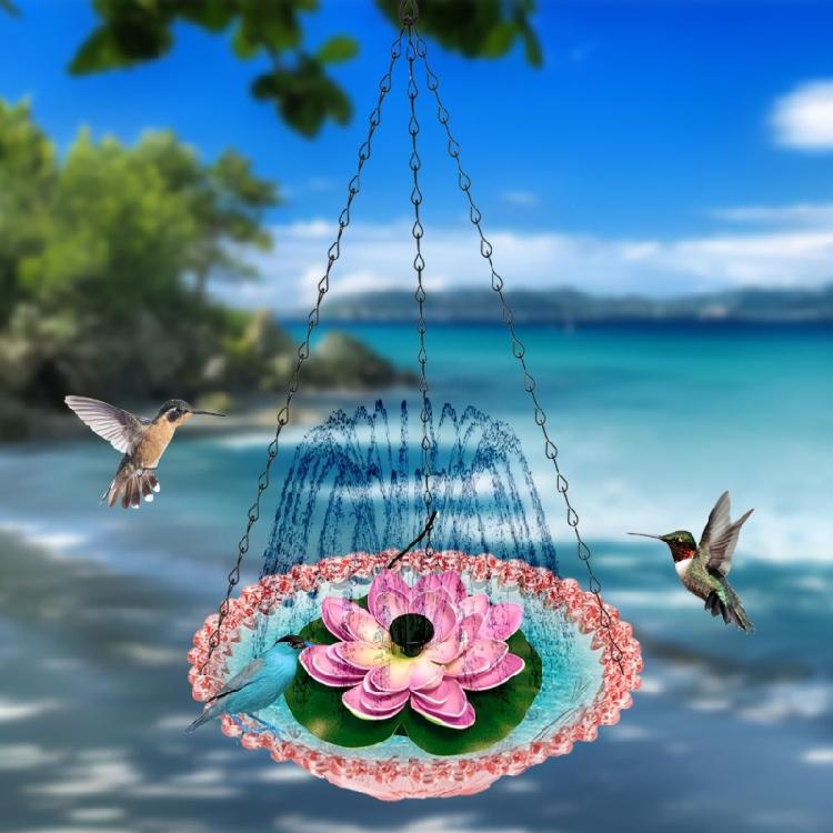 Outdoor Garden Bird Bath Fountain Feeder Hanging Style ABS Water Circulations System Squirrels Friendly Design