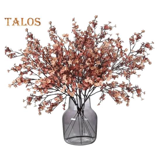 5Pcs Artificial Babysbreath 5 Fork Realistic Fake Silk Flower Wedding Party Home Office Table Centerpiece Faux Floral Branch Decoration