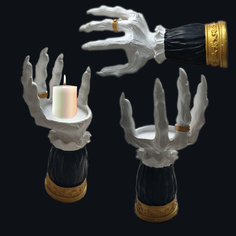 Weißer Hexenhand-Sockel Einzelkerzenhalter für Halloween
