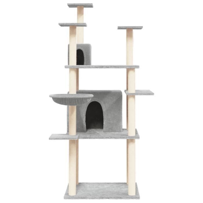 VidaXL Arbre à chat avec griffoirs en sisal Gris clair 166 cm 171724