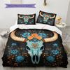 Cow Skull Pattern Bedding Home Decoration Birthday Gift (1 * duvet cover + 2 * pillowcase, without core)