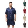 Large Men's Short Sleeved Shorts Satin Summer Casual Home Wear Pajama Set