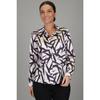 Koszula damska z długim rękawem z satyny Lycra w kolorze ecru, czarnym, wzorzysta DK 1003