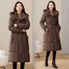 Down cotton-padded clothes for women's winter new Korean cotton-padded clothes with waist medium and long styles, thickened and thin hooded jackets
