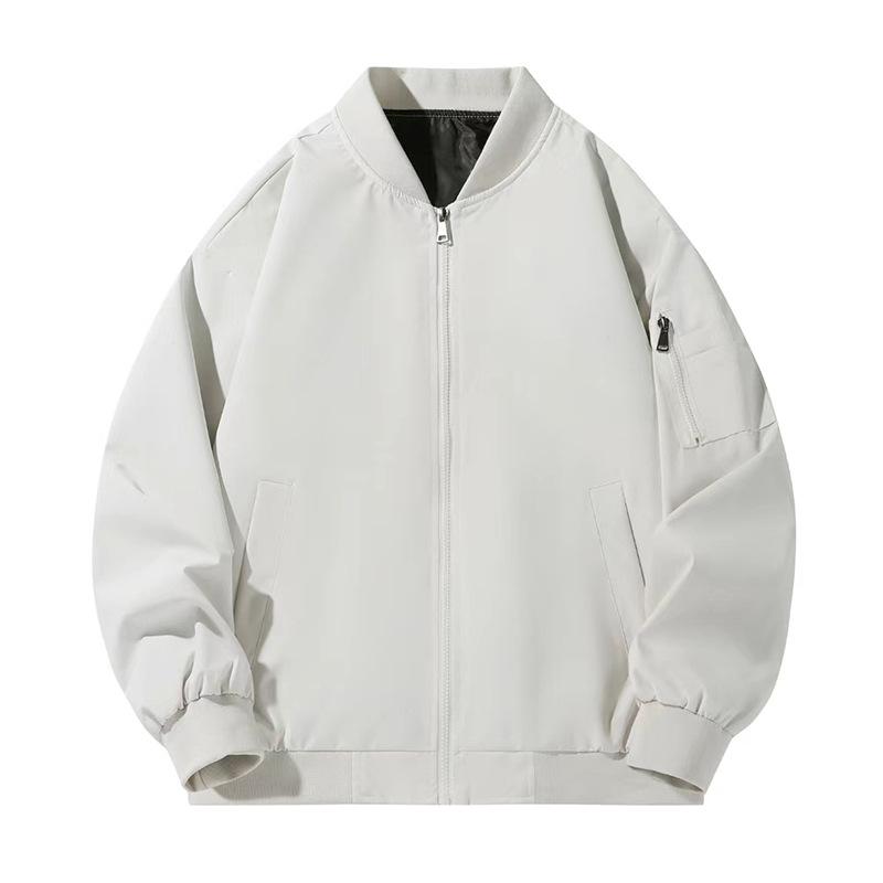 OO Baseball Collar Waterproof Jacket Men's and Women's Season Trend Loose Solid Color Casual Coat