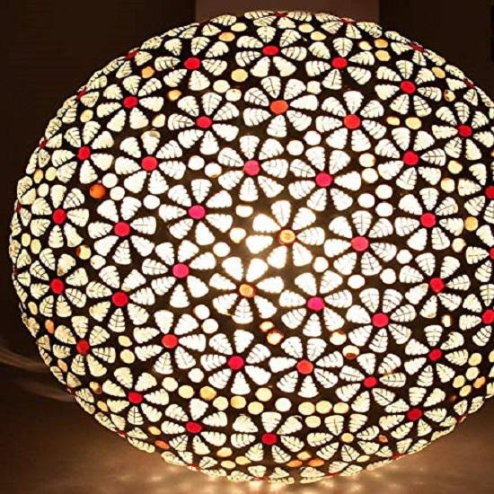 

Стеклянная мозаичная потолочная лампа - Украшение для дома Rooftop Living, Красно-белая (Лампа в комплект не входит)