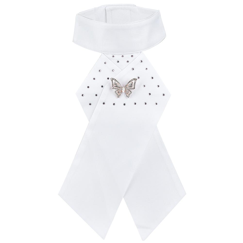 3PCS Combed Cotton White Adults Children Horse Riding Collar Flower Necktie Brooch Equestrian AccessoryButterfly Free