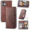 For iPhone 16 Wallet Case Calf Texture PU Leather Phone Cover with Strap