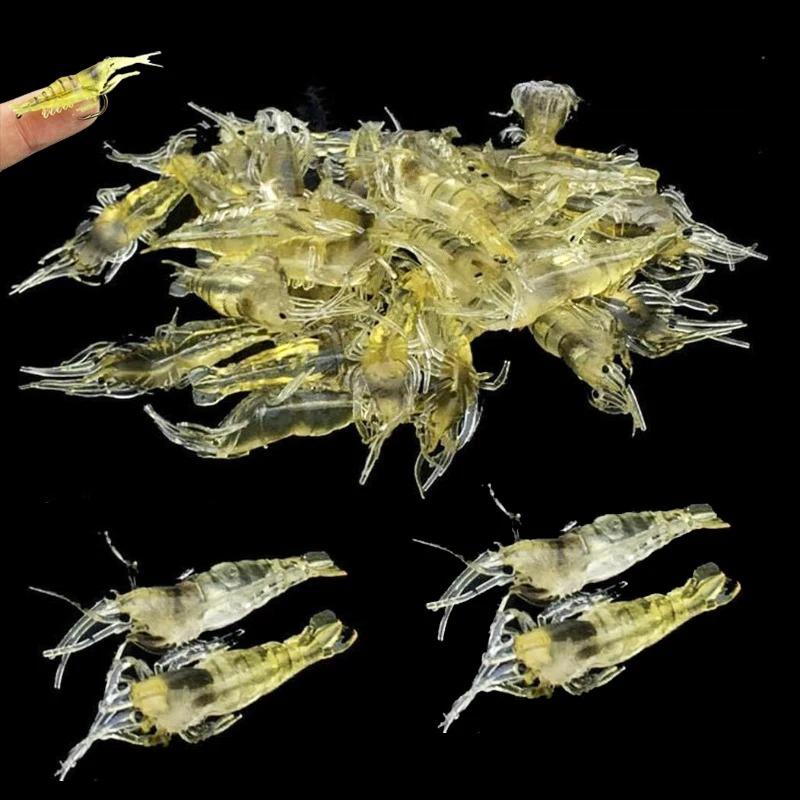 New Soft Silicone Shrimp Lure with Hooks - Saltwater Freshwater Fishing Baits Set 10-50PCS Artificial Bait for Bass Trout Salmon
