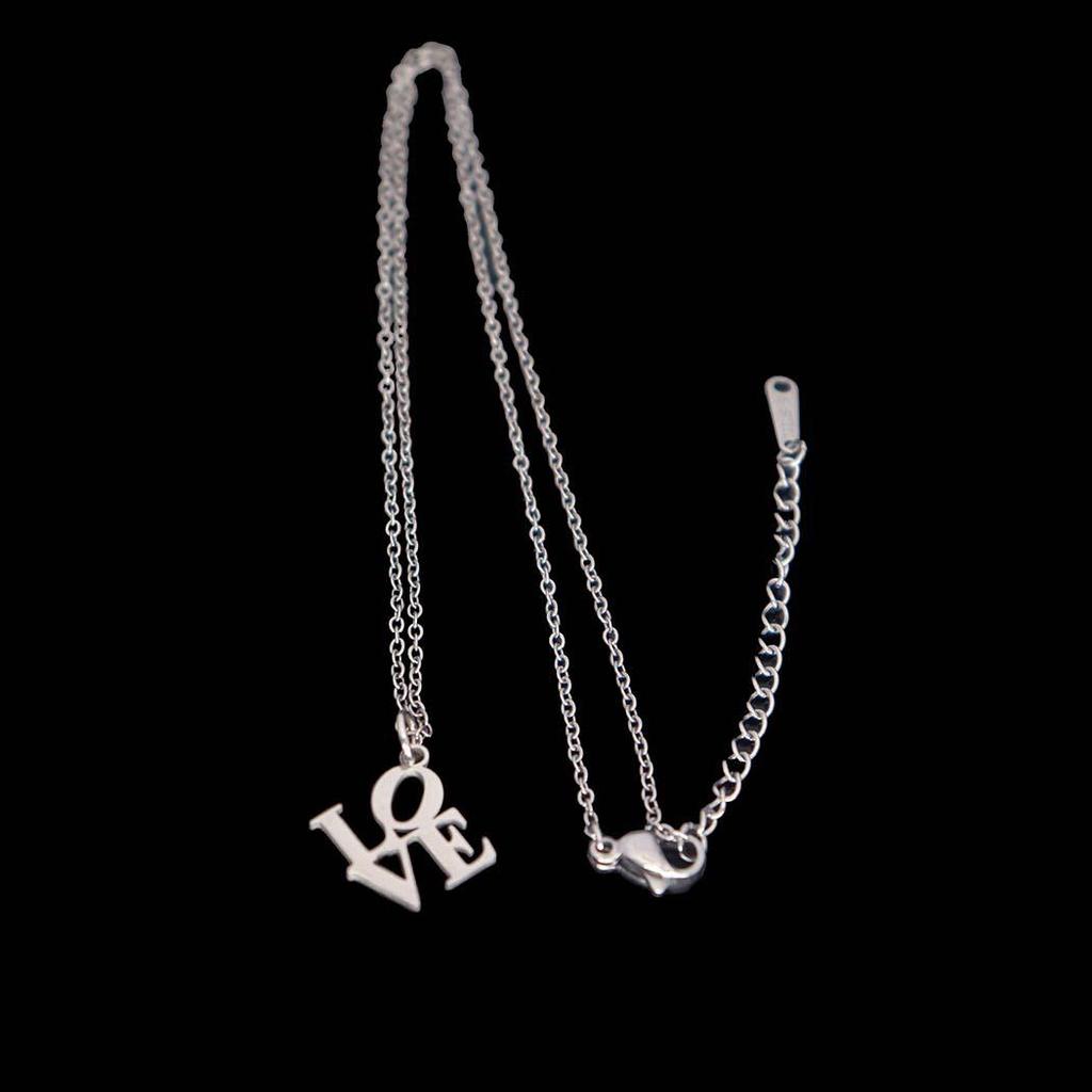 Versatile Stainless Steel English Letter Pendant Necklace - Fashionable Clavicle Chain for Festivals and Gifts