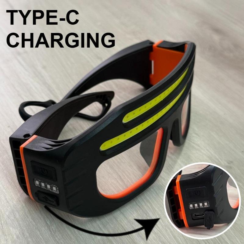 Multi Function 2 in 1 Glasses Goggle Light USB Type-C Rechargeable Touch Control Headlamp Compact Repair Work Emergency Lamp Hiking