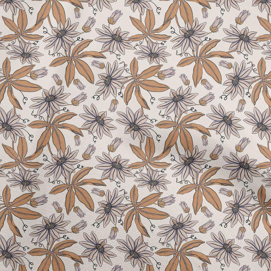 oneOone Cotton Flex Gray Fabric Floral Dress Material Fabric Print Fabric By The Yard 40 Inch